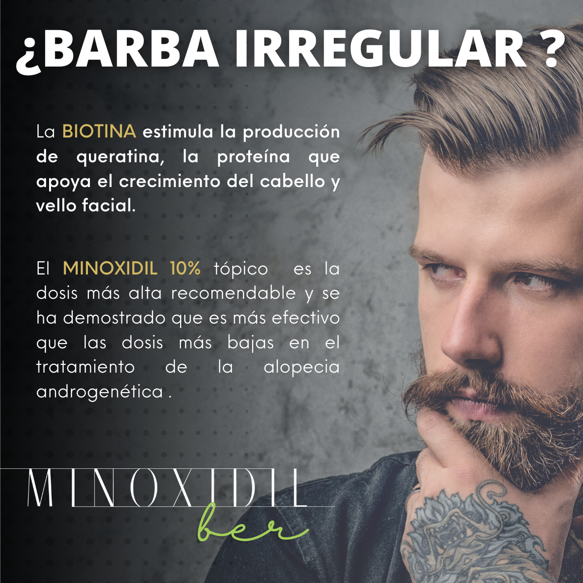 MINOXIDILBER loción Minoxidil Bergamota y Biotina Barba