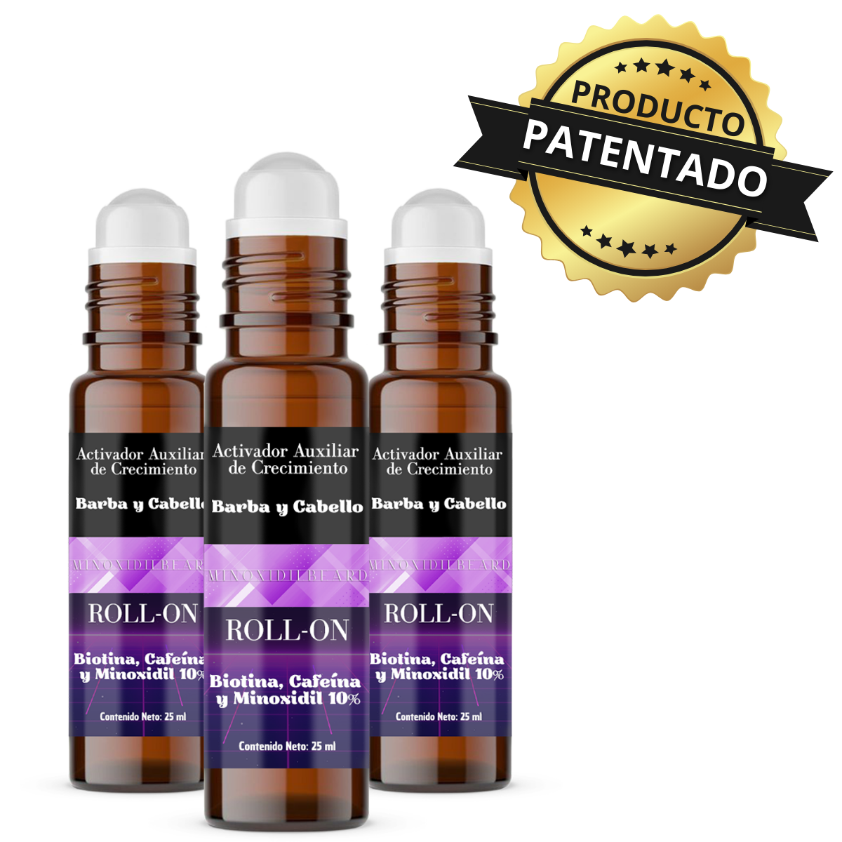 Minoxidil 10%, Biotina Y Cafeína Minoxidilbeard Roll On 25ml