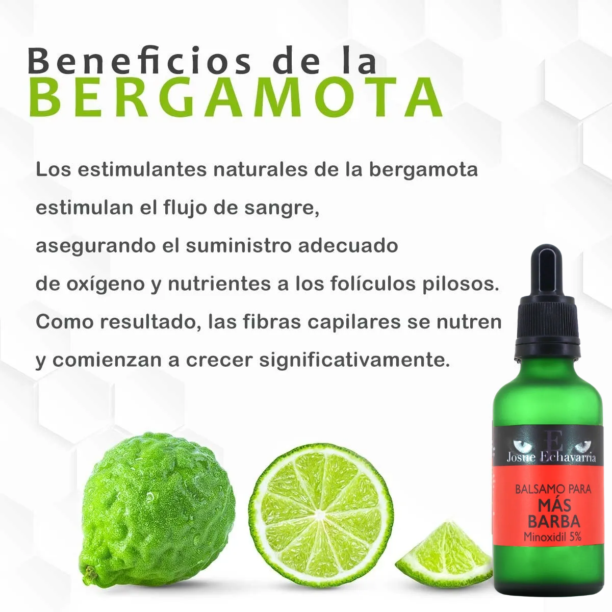 Kit Shampoo 1 L y Auxiliar cosmetico 50ml para Cabello y Barba con Minoxidil 5% y Bergamota