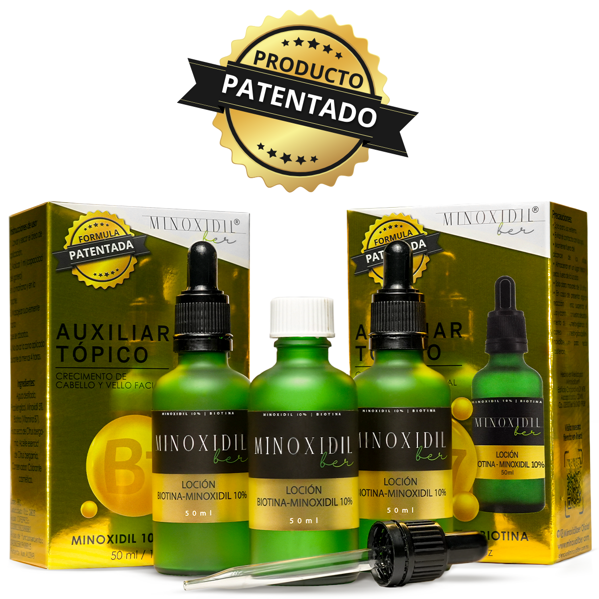MINOXIDILBER Minoxidil 10% Biotina 50ml Kit para 6 meses
