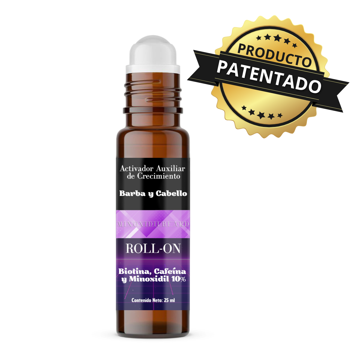 Minoxidil 10%, Biotina Y Cafeína Minoxidilbeard Roll On 25ml