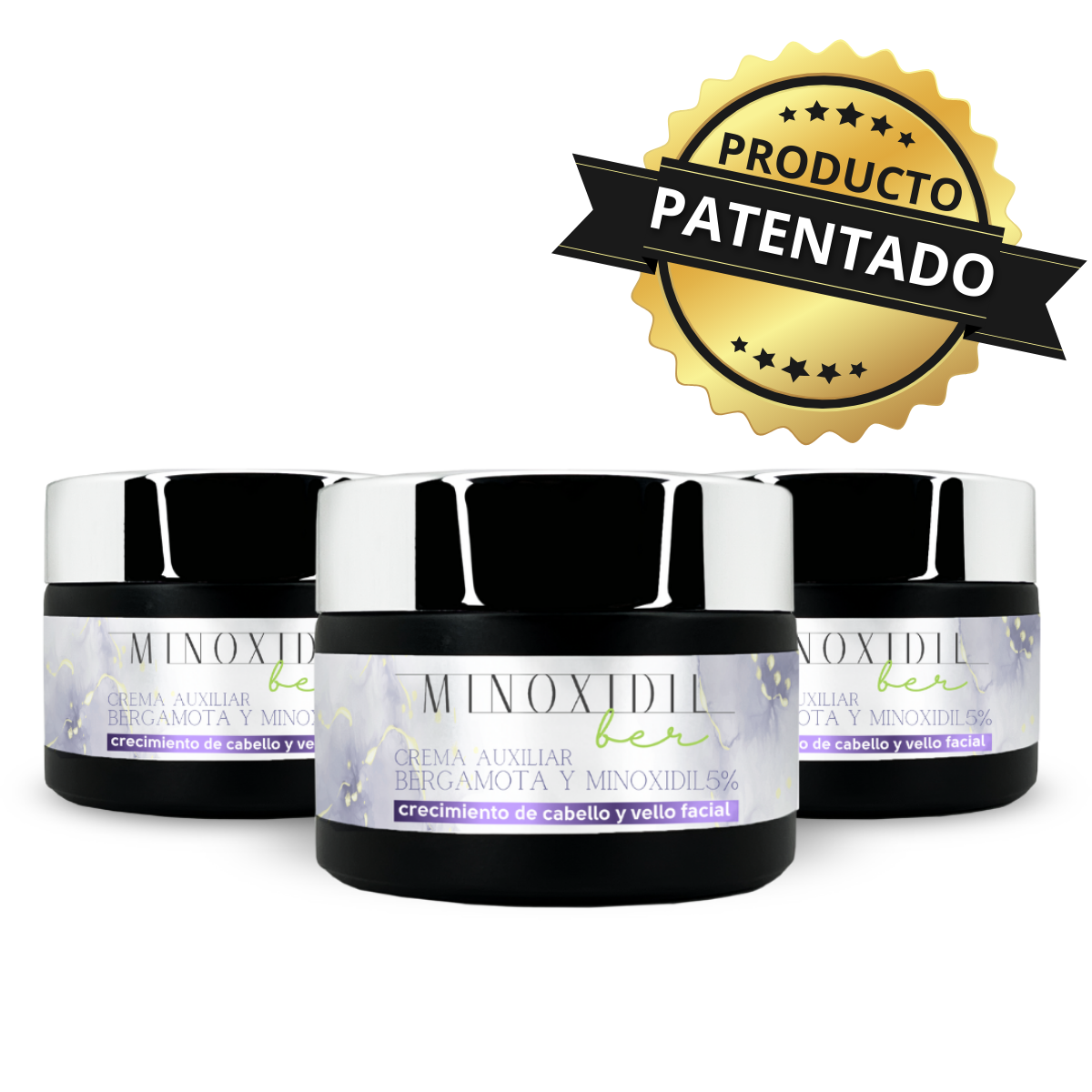 MINOXIDILBER Minoxidil 5% Bergamota Crema 60g Kit 6 meses Sello patentado