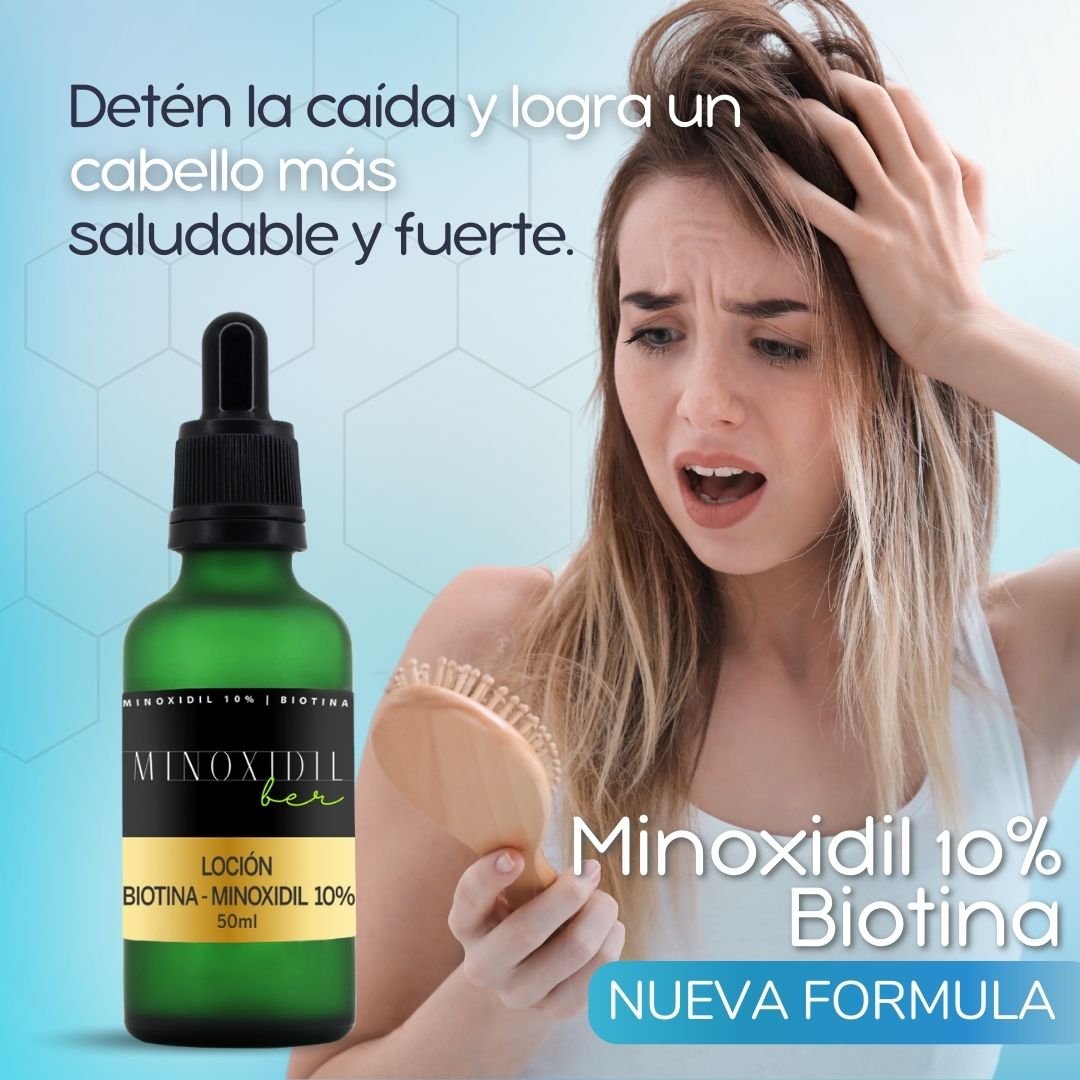 MINOXIDILBER minoxidil 10% Biotina 50ml Calvicie femenina