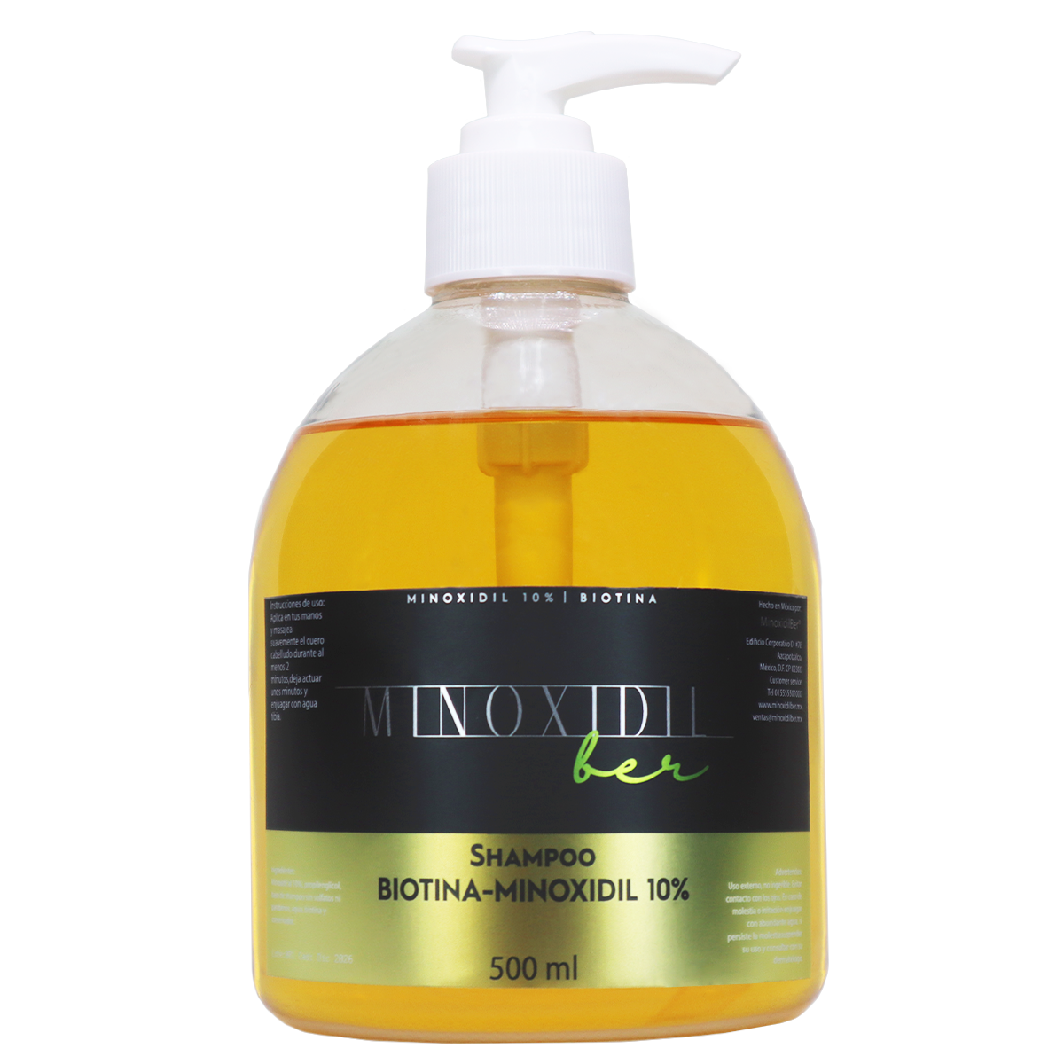 MINOXIDILBER Shampoo de minoxidil 10% y biotina 500 ml