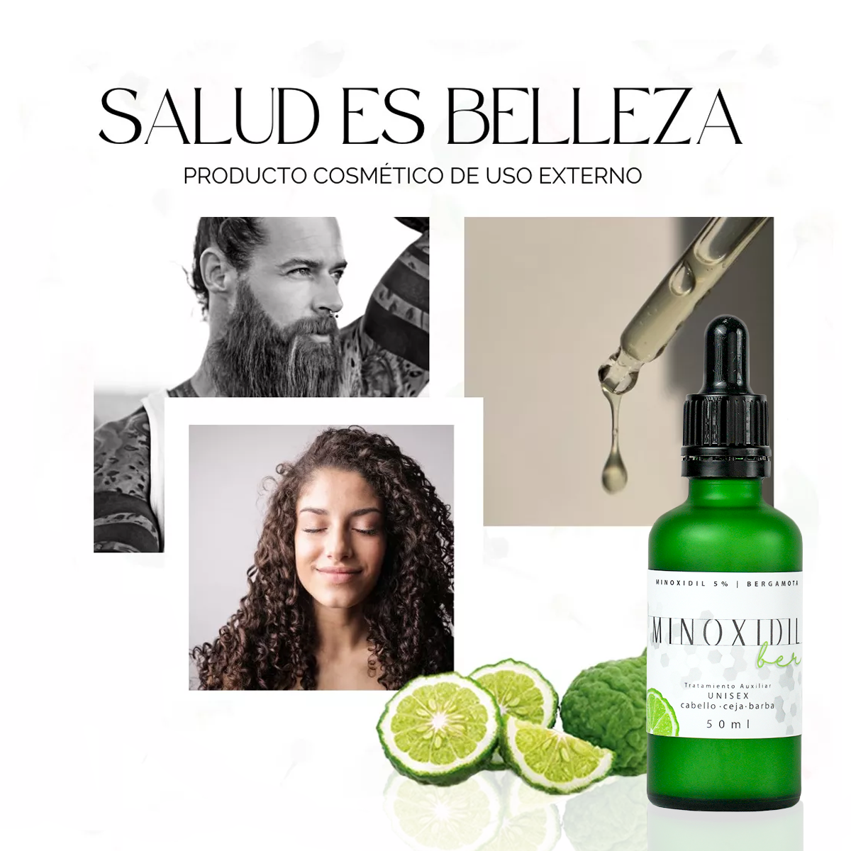 MINOXIDILBER loción Minoxidil 5% y Bergamota tratamiento unisex 50ml Salud es belleza