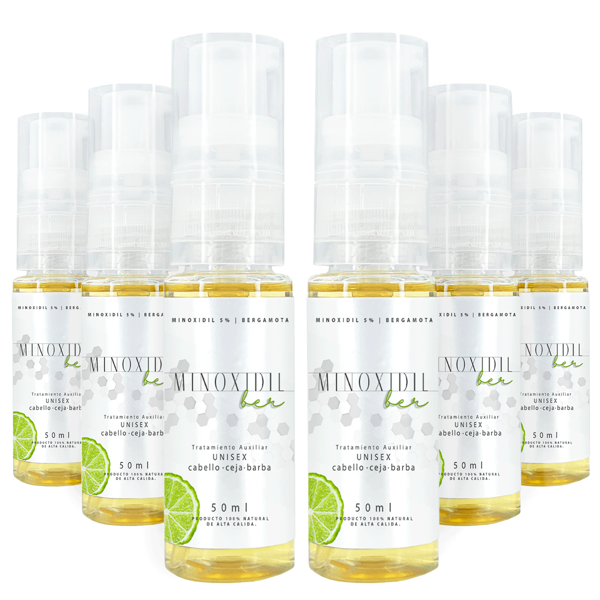 MINOXIDILBER minoxidil 5% bergamota Espuma 50ml kit 1 año
