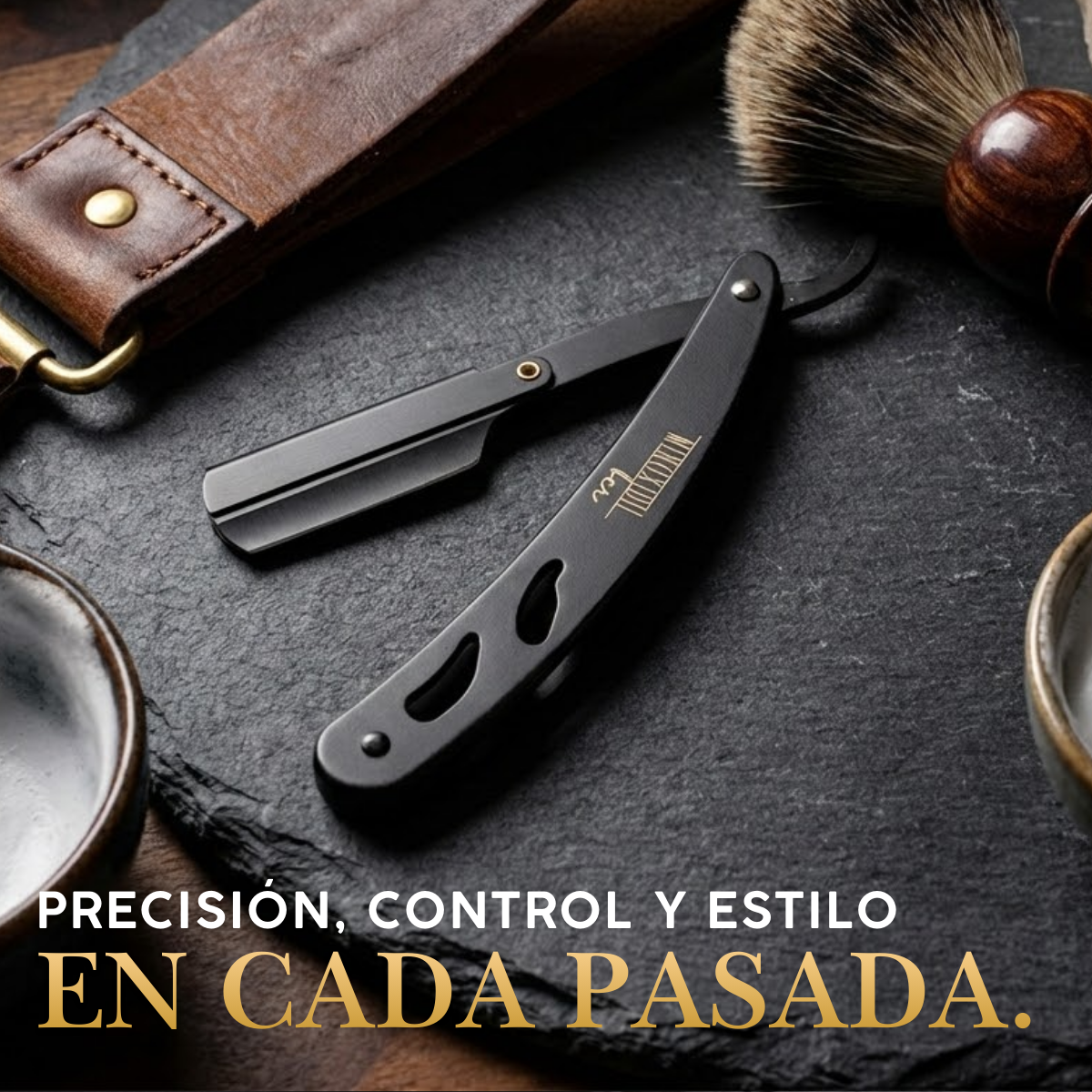 Porta Navaja Profesional Barbero Negro Con Funda + 3 Hojas.                     ¡ENVIO GRATIS! MINOXIDILBER