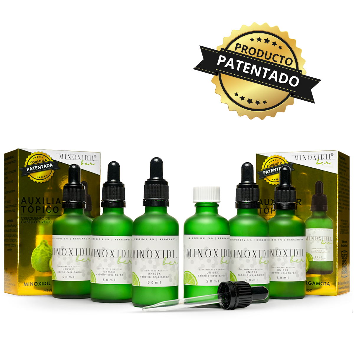 Minoxidilber® Unisex Minoxidil 5% Y Bergamota 6kit 300ml