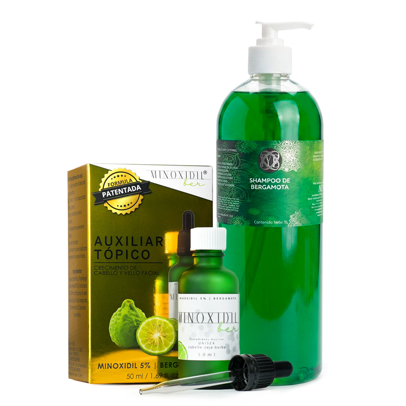 Tratamiento Minoxidil 5% 50ml Más Shampoo 1 Litro Dbergamota