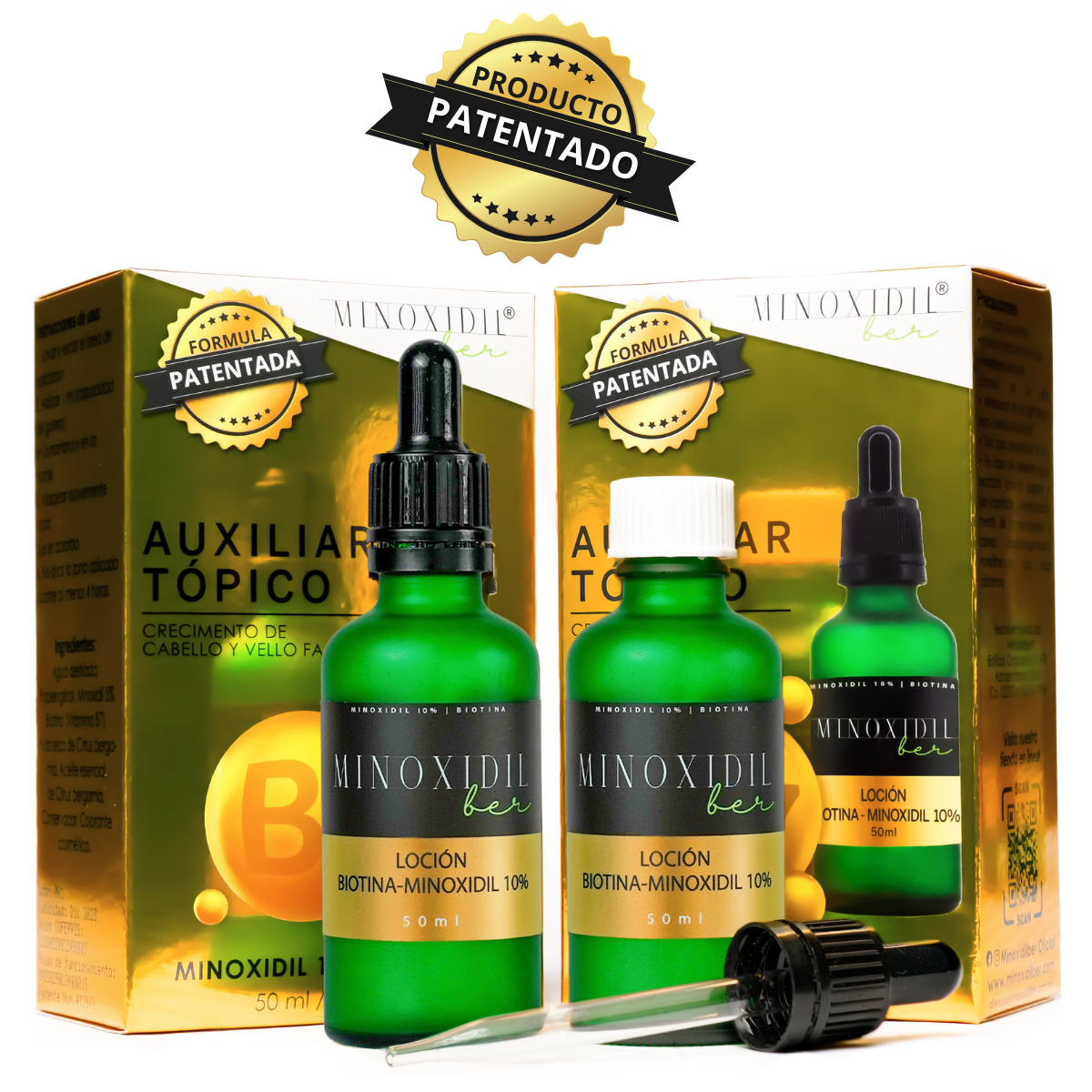 Minoxidil 10% Y Biotina 2 Lociones 100ml Total Cabello Barba