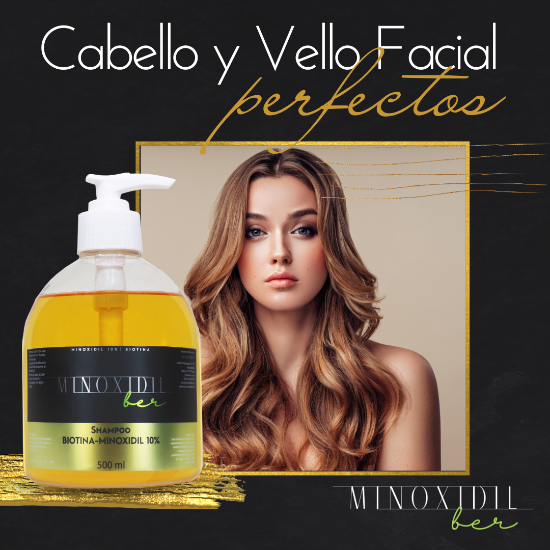 Shampoo con Minoxidil 10% y Biotina | Crecimiento de Cabello y Barba – 500ml Minoxidilber®