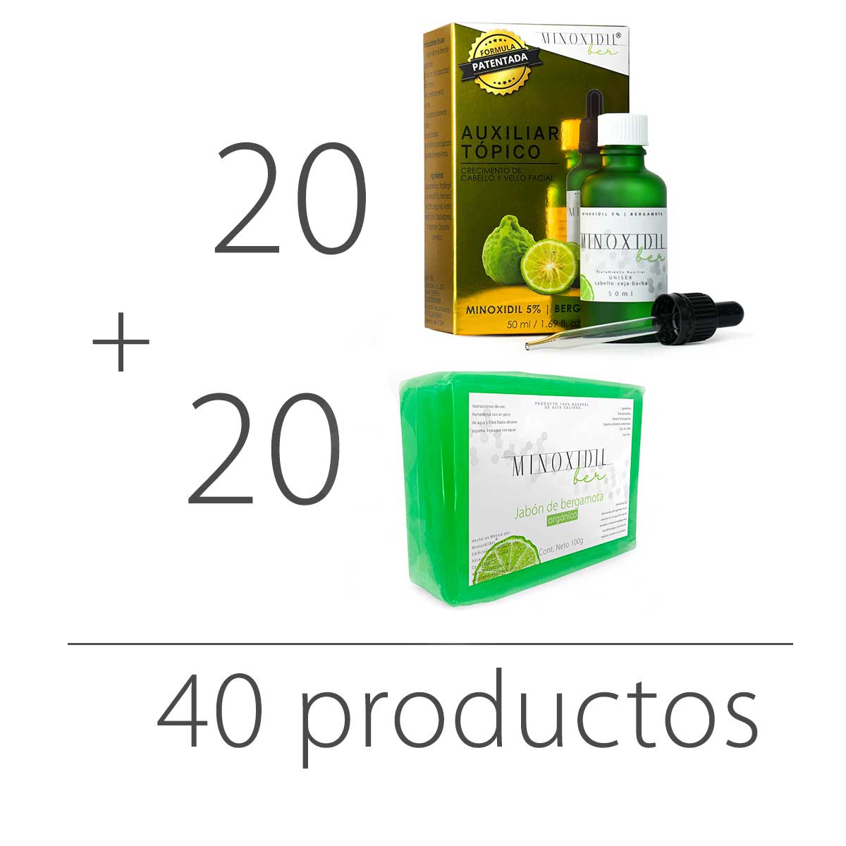 Minoxidil 5% Y Bergamota Lote 40pz Mayoreo Para Negocio