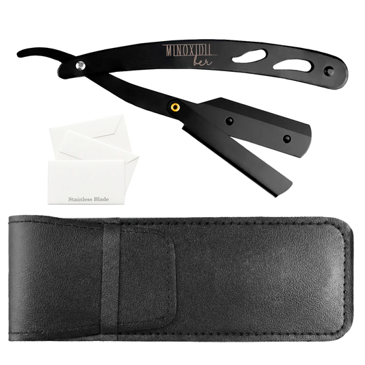 Porta Navaja Profesional Barbero Negro Con Funda + 3 Hojas.                     ¡ENVIO GRATIS! MINOXIDILBER